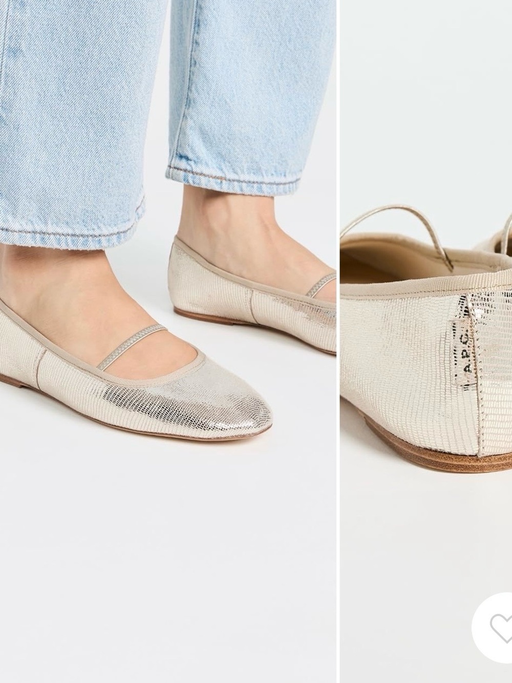 A.P.C. Metallic Gold Mila Ballet Flats 36